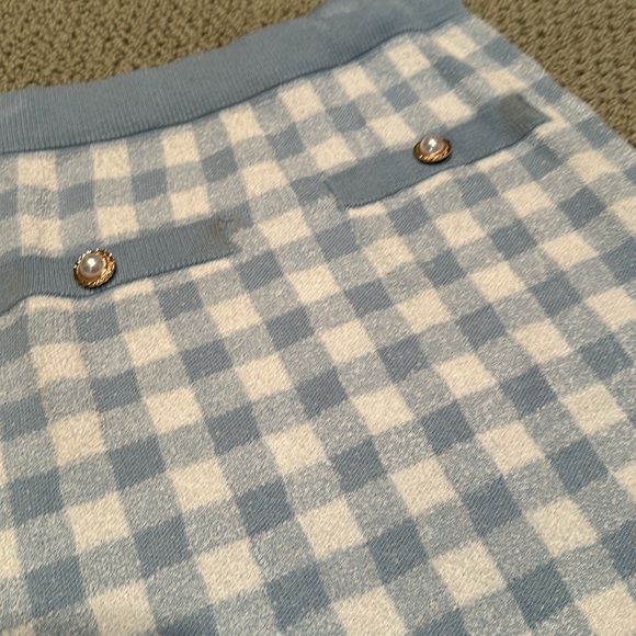 Assignment Revolve knit blue gingham mini skirt S - Picture 3 of 4